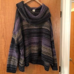 Stripe Oversized Cowl Neck Sweater M/L